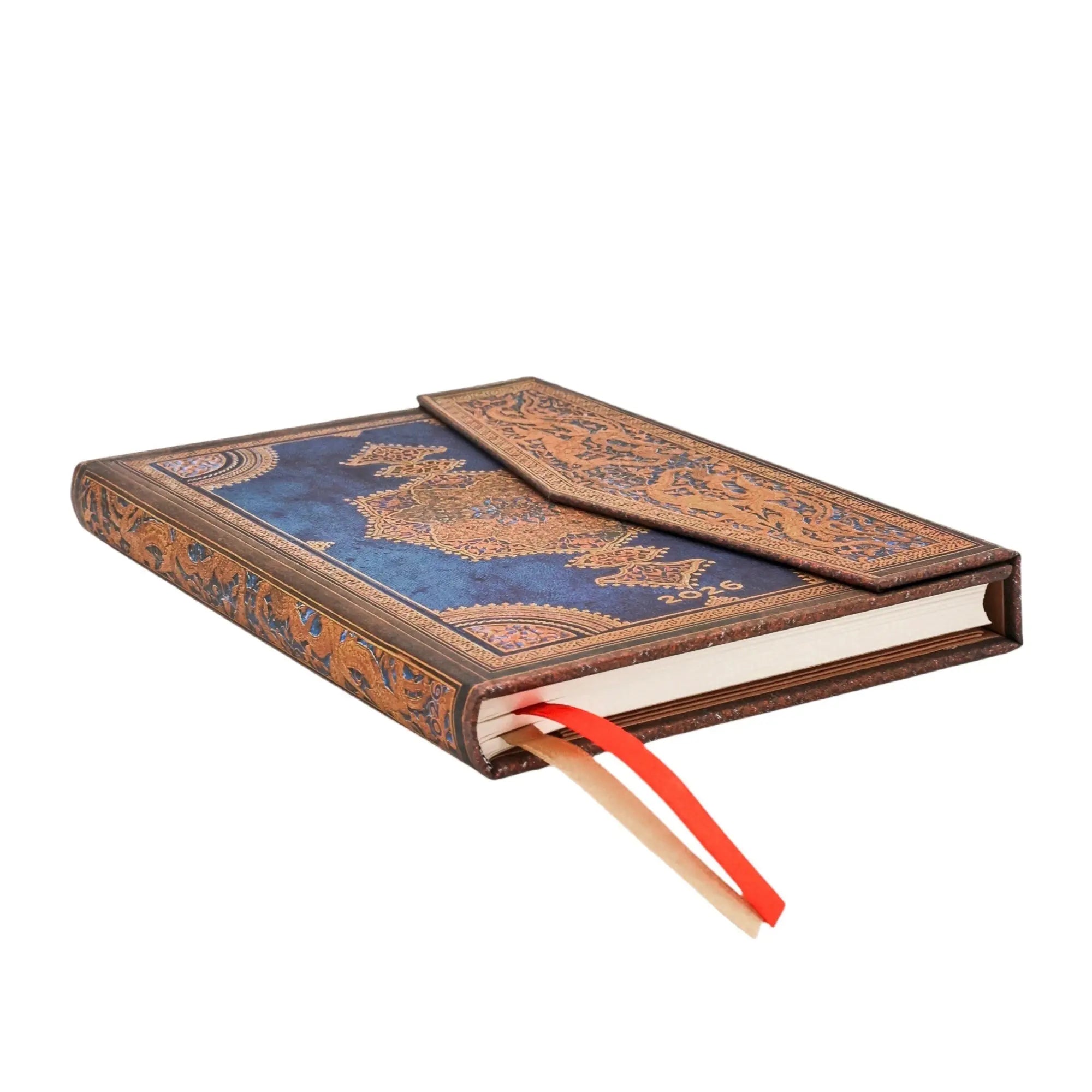 Agenda 2026 PAPERBLANKS Safavide Indigo - 1 semaine sur 2 pages - Midi - Hardcover - Horizontal - 160p - 9780349709178