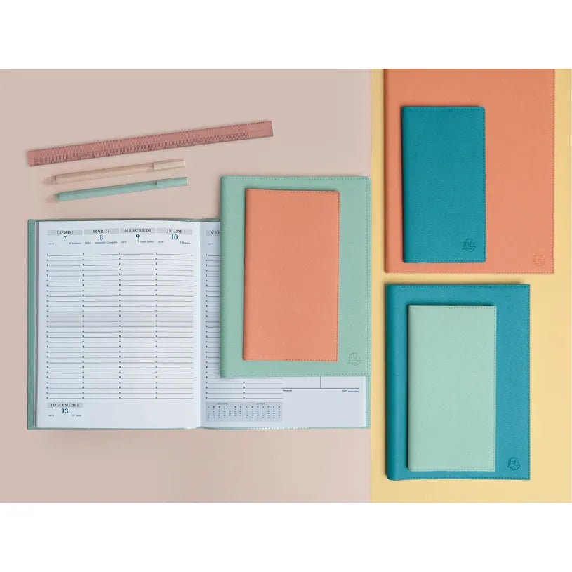 Agenda 2027 EXACOMPTA Eurotime 16 - 8,5 x 16 cm - 1 semaine sur 2 pages - Orientation horizontale - Lily bleu - 3660942090940
