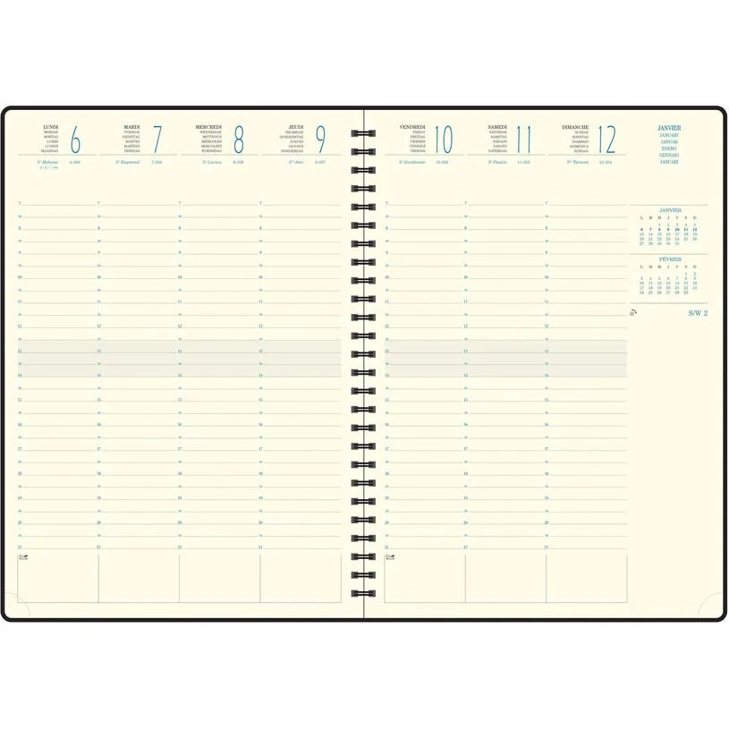 Agenda 2027 EXACOMPTA Eurotime 29S - 21 x 29,7 cm - 1 semaine sur 2 pages - Orientation verticale - Swan bleu canard - 3660942060967