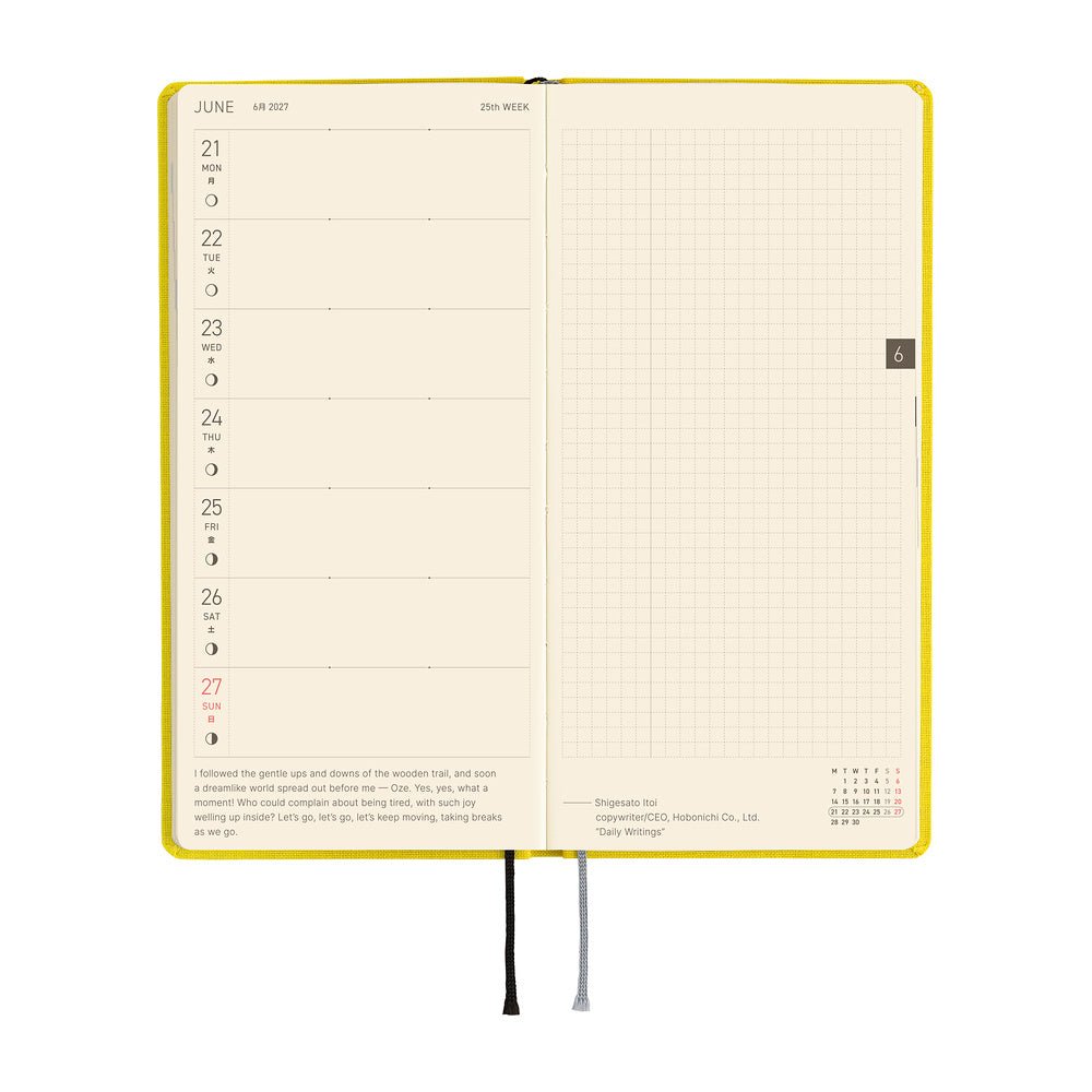 Agenda 2027 HOBONICHI Techo Weeks - Colors : Canaria Yellow -