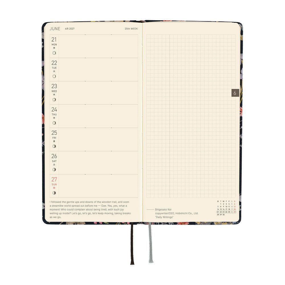 Agenda 2027 HOBONICHI Techo Weeks - Liberty Fabrics : Floral Remedy -