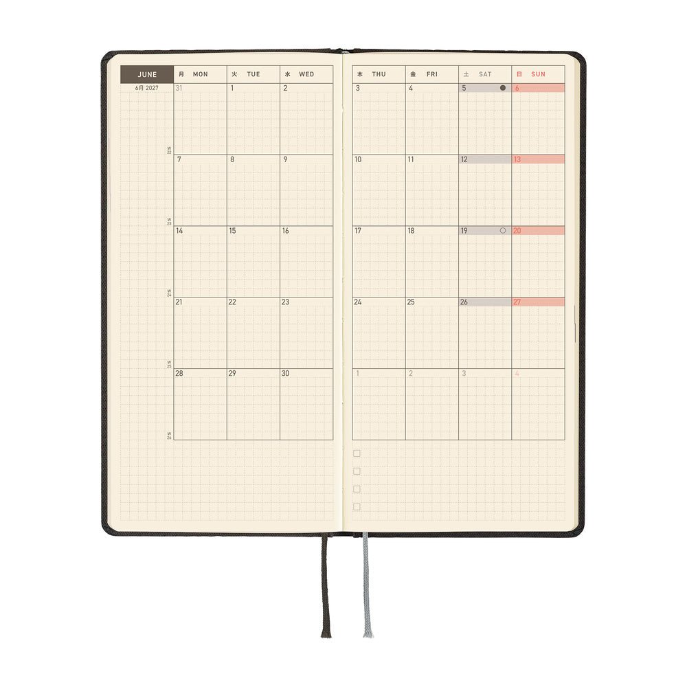 Agenda 2027 HOBONICHI Techo Weeks - Paper Series : Black Argyle -
