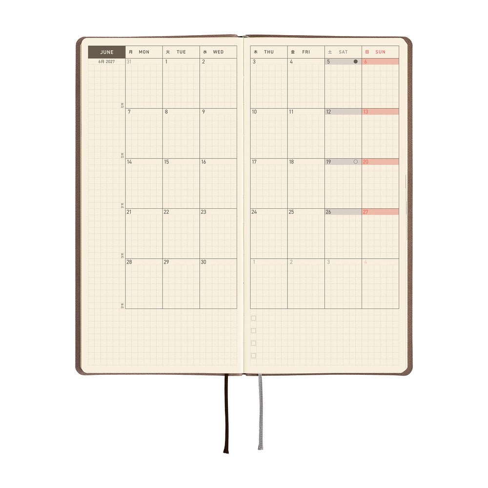 Agenda 2027 HOBONICHI Techo Weeks - Smooth : Café au Lait -