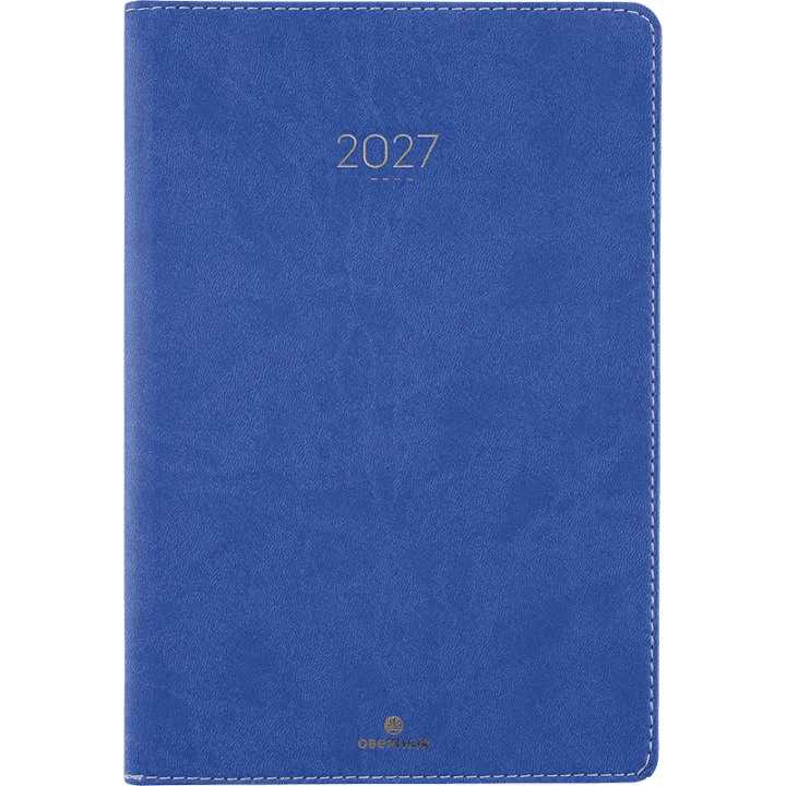 Agenda 2027 OBERTHUR Eton - 16 x 24 cm - 1 semaine sur 2 pages - Orientation verticale - Bleu - 3664447230375