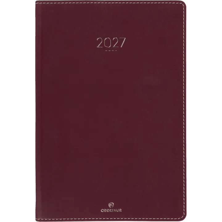 Agenda 2027 OBERTHUR Eton - 16 x 24 cm - 1 semaine sur 2 pages - Orientation verticale - Bordeaux - 3664447230382