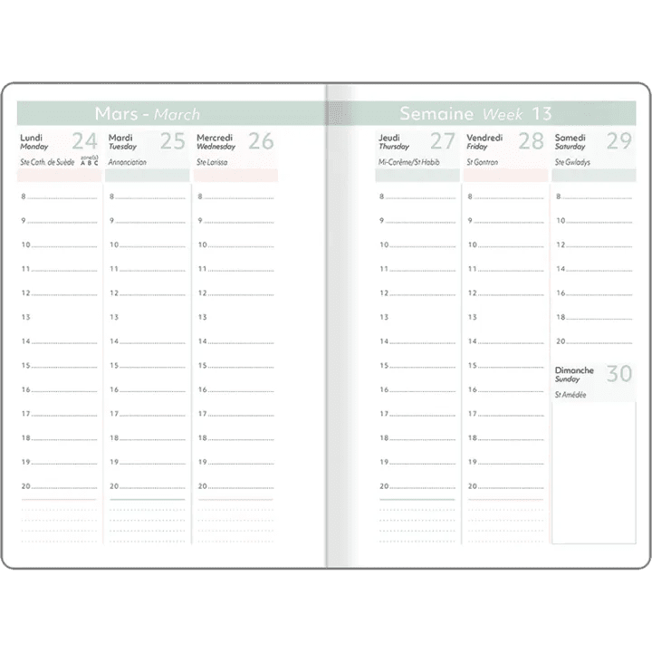 Agenda 2027 OBERTHUR Giverny - 10 x 15 cm - 1 semaine sur 2 pages - Orientation verticale - Tournesol - 3664447233741