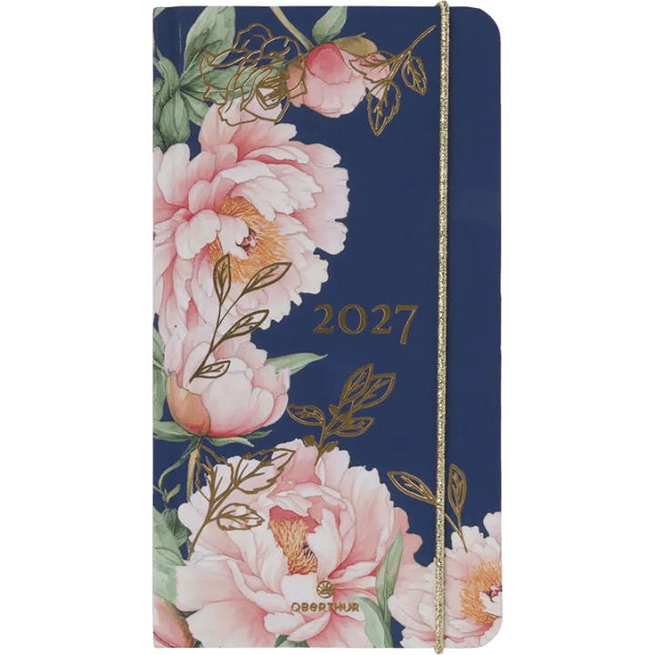 Agenda 2027 OBERTHUR Giverny - 9 x 16,5 cm - 1 semaine sur 2 pages - Orientation verticale - Pivoines - 3664447233703