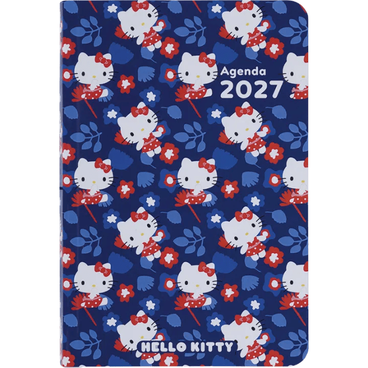 Agenda 2027 OBERTHUR Hello Kitty - 10 x 15 cm - 1 semaine sur 2 pages - Orientation verticale - Fleurs - 3664447234847