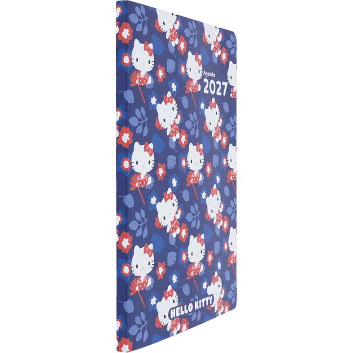 Agenda 2027 OBERTHUR Hello Kitty - 16 x 24 cm - 1 semaine sur 2 pages - Orientation verticale - Fleurs - 3664447234816
