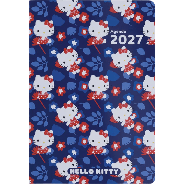 Agenda 2027 OBERTHUR Hello Kitty - 16 x 24 cm - 1 semaine sur 2 pages - Orientation verticale - Fleurs - 3664447234816