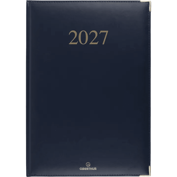 Agenda 2027 OBERTHUR Kiev - 21 x 27 cm - 1 semaine sur 2 pages - Orientation verticale - Marine - 3664447229805