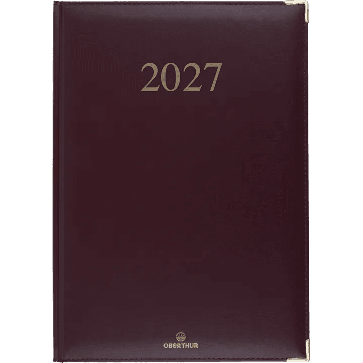 Agenda 2027 OBERTHUR Kiev - 21 x 29,7 cm - 1 semaine sur 2 pages - Orientation verticale - Bordeaux - 3664447229768
