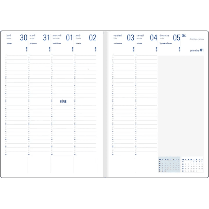 Agenda 2027 OBERTHUR Kiev - 21 x 29,7 cm - 1 semaine sur 2 pages - Orientation verticale - Rouge - 3664447229775