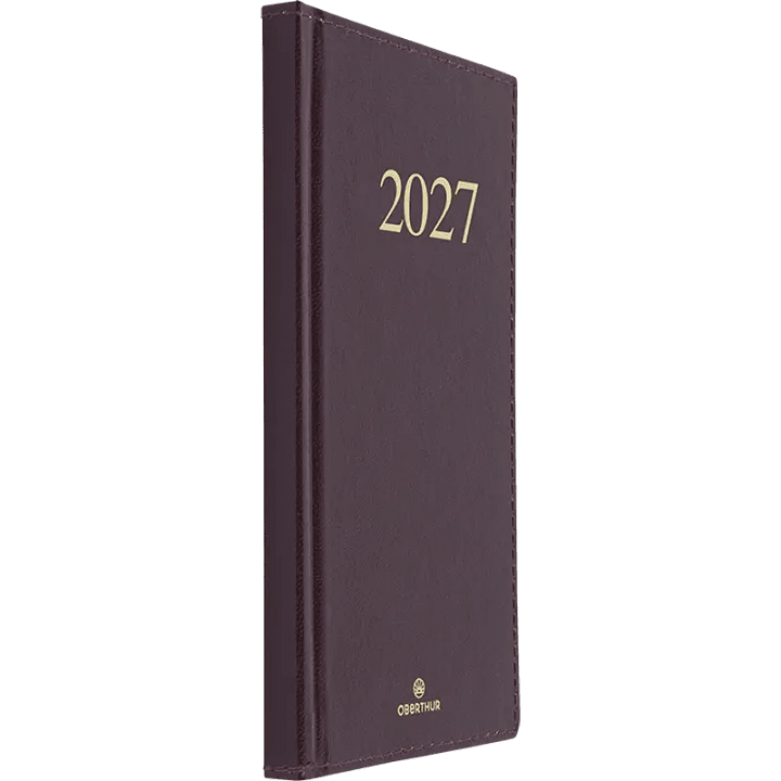 Agenda 2027 OBERTHUR Kiev - 9 x 16,5 cm - 1 semaine sur 2 pages - Orientation verticale - Bordeaux - 3664447229928