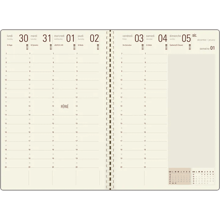 Agenda 2027 OBERTHUR Lady Kent - 16 x 24 cm - 1 semaine sur 2 pages - Orientation verticale - Fuchsia - 3664447230757