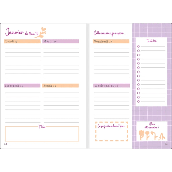 Agenda 2027 OBERTHUR My Hello Agenda - 15 x 21 cm - 1 semaine sur 2 pages - Orientation horizontale - Bleu turquoise - 3664447229157