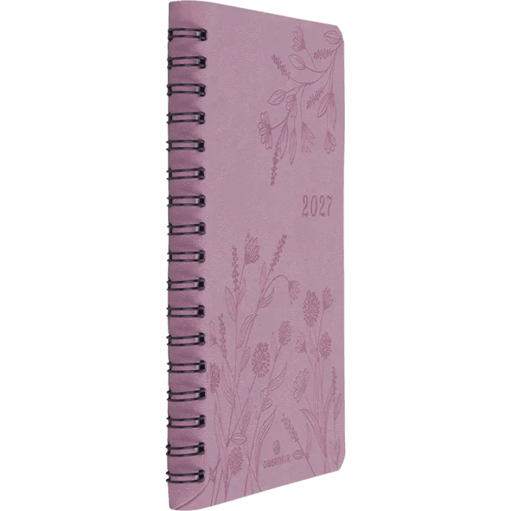 Agenda 2027 OBERTHUR Primrose - 10 x 15 cm - 1 semaine sur 2 pages - Orientation verticale - Bois de rose - 3664447229515