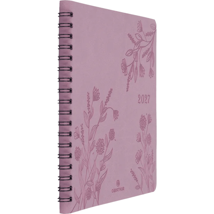Agenda 2027 OBERTHUR Primrose - 16 x 16 cm - 1 semaine sur 2 pages - Orientation verticale - Bois de rose - 3664447229416