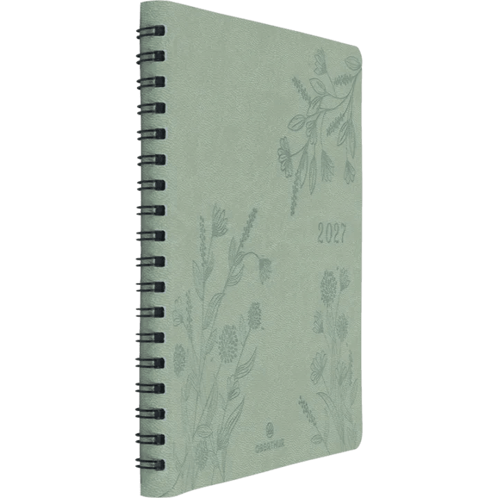 Agenda 2027 OBERTHUR Primrose - 16 x 16 cm - 1 semaine sur 2 pages - Orientation verticale - Vert sauge - 3664447229393