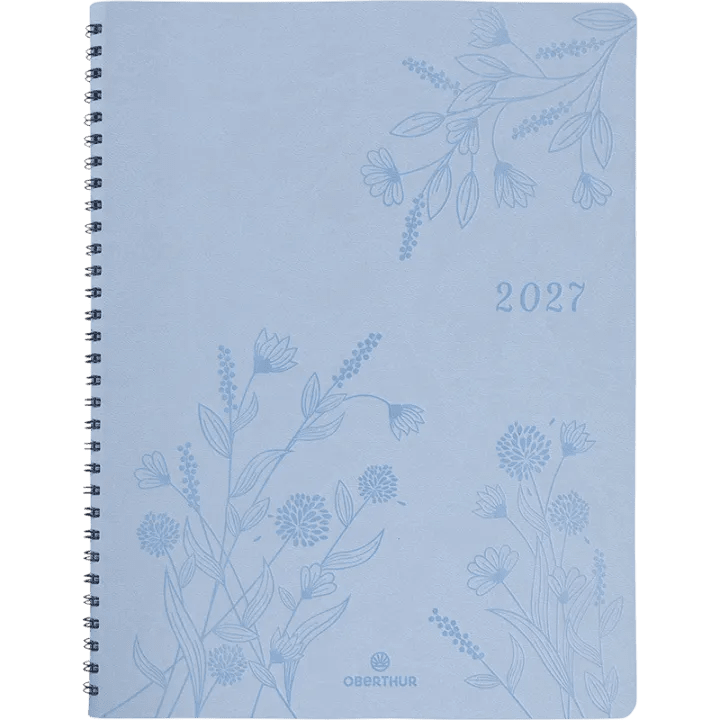 Agenda 2027 OBERTHUR Primrose - 21 x 27 cm - 1 semaine sur 2 pages - Orientation verticale - Bleu ciel - 3664447229300