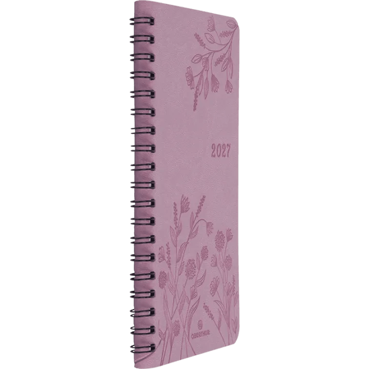 Agenda 2027 OBERTHUR Primrose - 9 x 16,5 cm - 1 semaine sur 2 pages - Orientation verticale - Bois de rose - 3664447229461