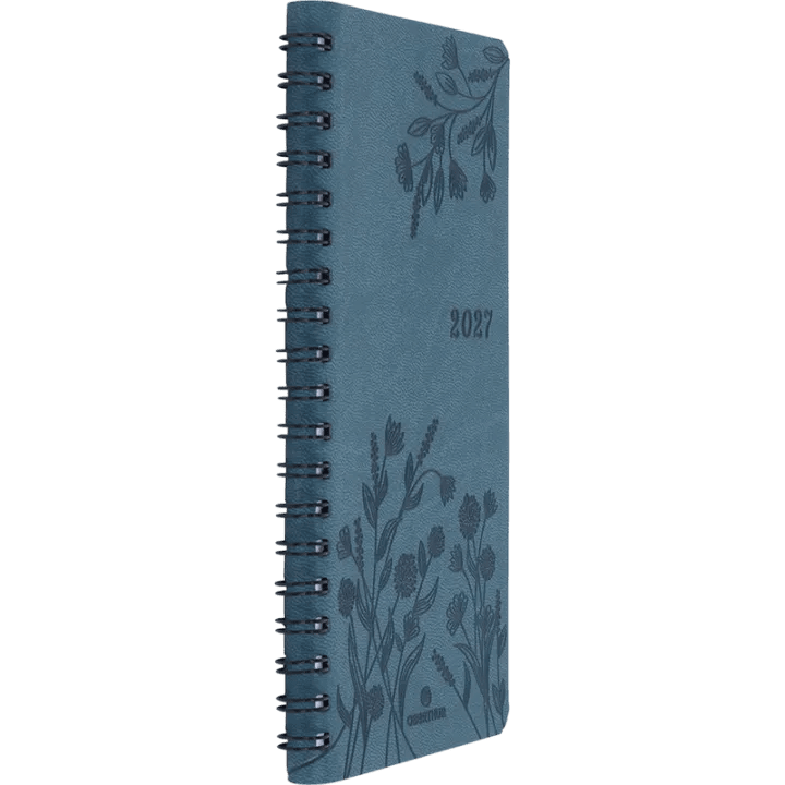 Agenda 2027 OBERTHUR Primrose - 9 x 16,5 cm - 1 semaine sur 2 pages - Orientation verticale - Vert canard - 3664447229478