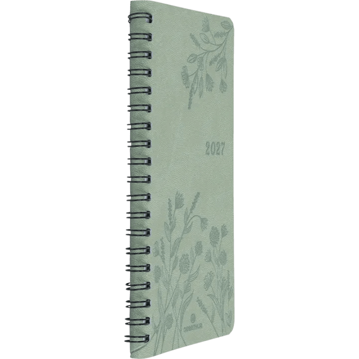 Agenda 2027 OBERTHUR Primrose - 9 x 16,5 cm - 1 semaine sur 2 pages - Orientation verticale - Vert sauge - 3664447229447