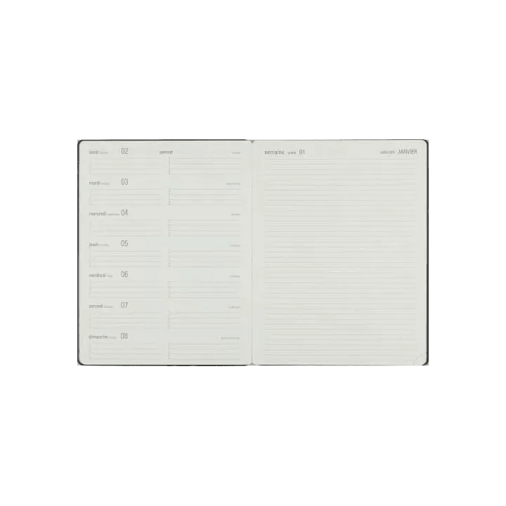 Agenda 2027 OBERTHUR Stan - 13 x 20 cm - 1 semaine + notes - Orientation horizontale - Taupe - 3664447234977