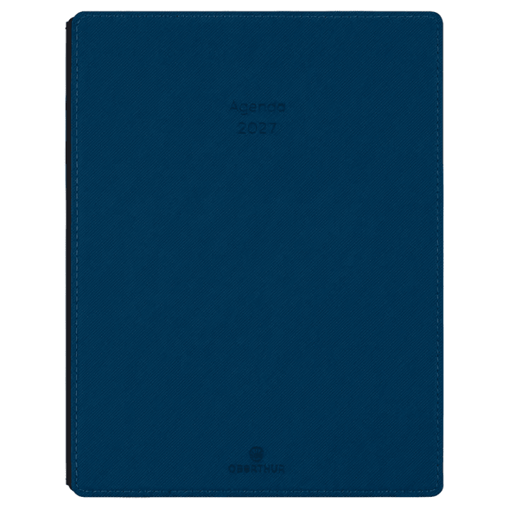 Agenda 2027 OBERTHUR Stan - 19 x 24 cm - 1 semaine + notes - Orientation horizontale - Bleu - 3664447234953
