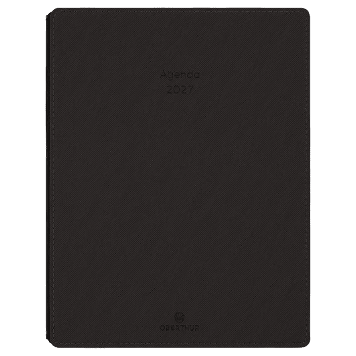 Agenda 2027 OBERTHUR Stan - 19 x 24 cm - 1 semaine + notes - Orientation horizontale - Noir - 3664447234960
