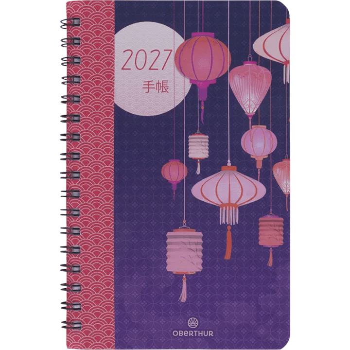 Agenda 2027 OBERTHUR Tokyo - 10 x 15 cm - 1 semaine sur 2 pages - Orientation verticale - Lanternes - 3664447232300