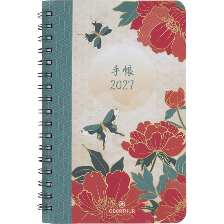 Agenda 2027 OBERTHUR Tokyo - 10 x 15 cm - 1 semaine sur 2 pages - Orientation verticale - Papillons - 3664447232324