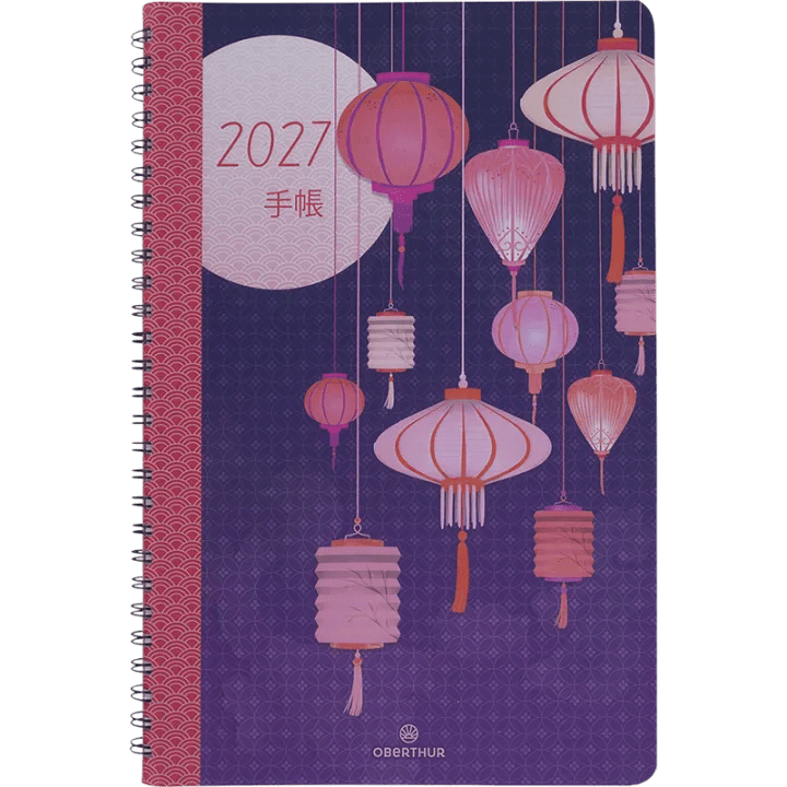 Agenda 2027 OBERTHUR Tokyo - 16 x 24 cm - 1 semaine sur 2 pages - Orientation verticale - Lanternes - 3664447232218