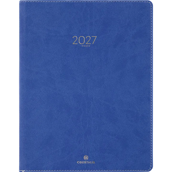 Agenda 2027 OBERTHUR Eton - 21 x 27 cm - 1 semaine sur 2 pages - Orientation verticale - Bleu
