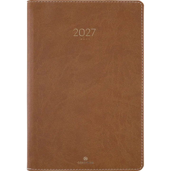 Agenda 2027 OBERTHUR Eton - 16 x 24 cm - 1 semaine sur 2 pages - Orientation verticale - Marron