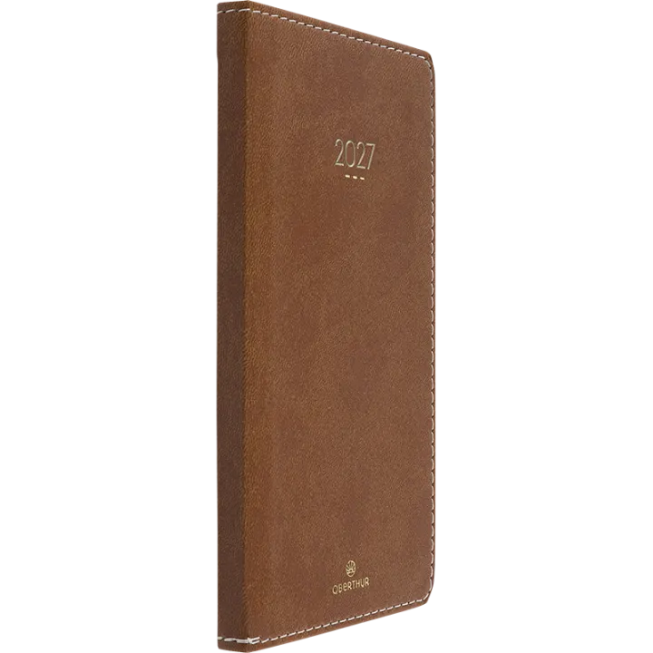 Agenda 2027 OBERTHUR Eton - 9 x 16,5 cm - 1 semaine sur 2 pages - Orientation horizontale - Marron