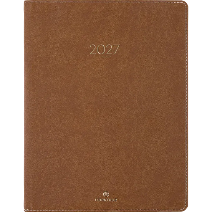 Agenda 2027 OBERTHUR Eton - 21 x 27 cm - 1 semaine sur 2 pages - Orientation verticale - Marron