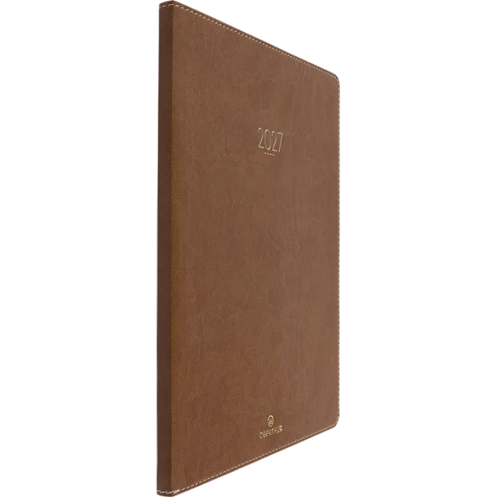 Agenda 2027 OBERTHUR Eton - 21 x 27 cm - 1 semaine sur 2 pages - Orientation verticale - Marron