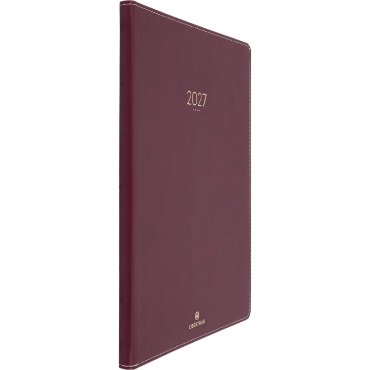 Agenda 2027 OBERTHUR Eton - 21 x 27 cm - 1 semaine sur 2 pages - Orientation verticale - Bordeaux