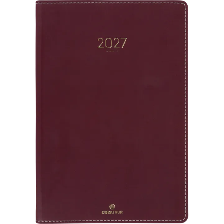 Agenda 2027 OBERTHUR Eton - 16 x 24 cm - 1 semaine sur 2 pages - Orientation verticale - Bordeaux