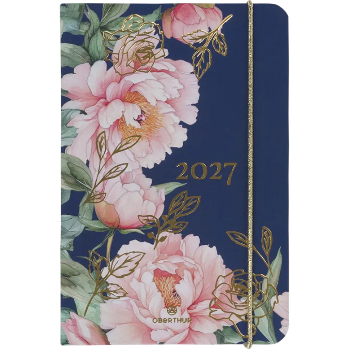 Agenda 2027 OBERTHUR Giverny - 10 x 15 cm - 1 semaine sur 2 pages - Orientation verticale - Pivoines