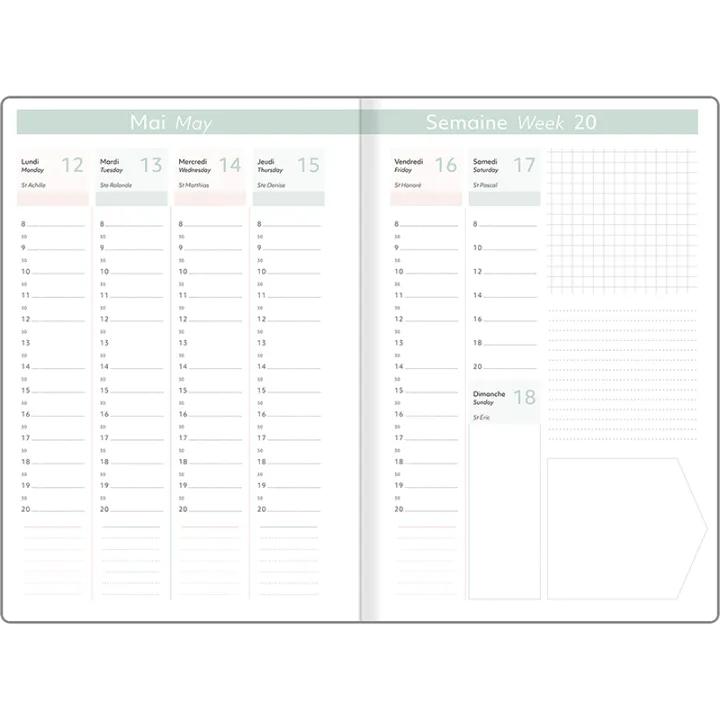 Agenda 2027 OBERTHUR Giverny - 16 x 24 cm - 1 semaine sur 2 pages - Orientation verticale - Herbier