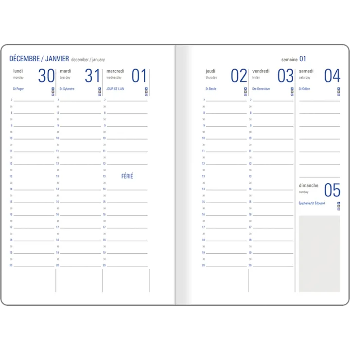 Agenda 2027 OBERTHUR Hello Kitty - 10 x 15 cm - 1 semaine sur 2 pages - Orientation verticale - Fleurs