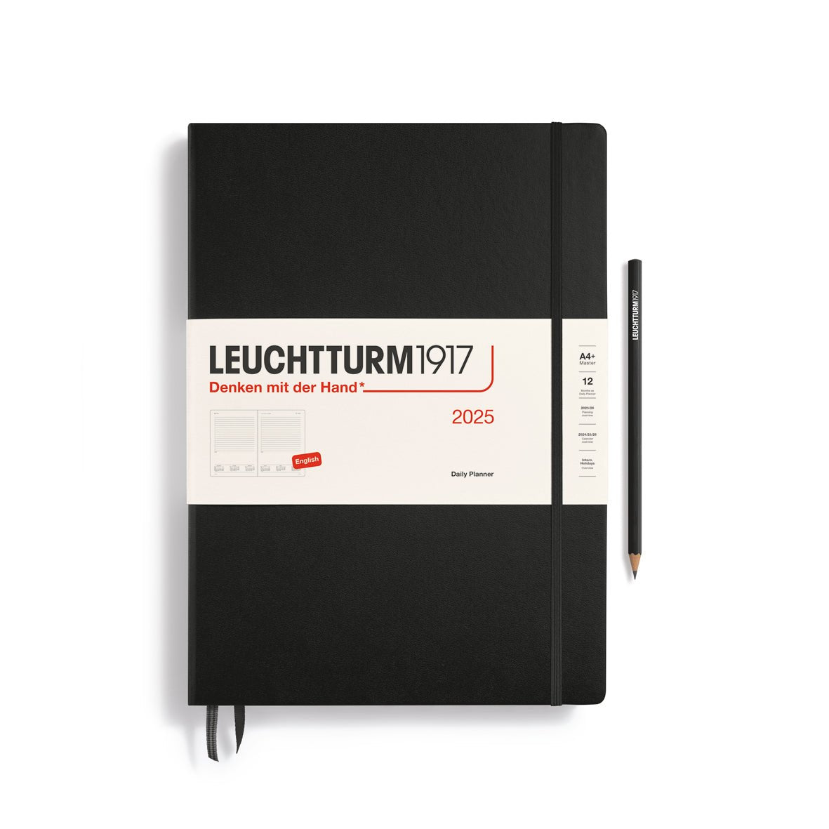 Agenda Journalier 2025 LEUCHTTURM1917, Anglais - 1 jour par page - A4+ - Black - 4004117652417