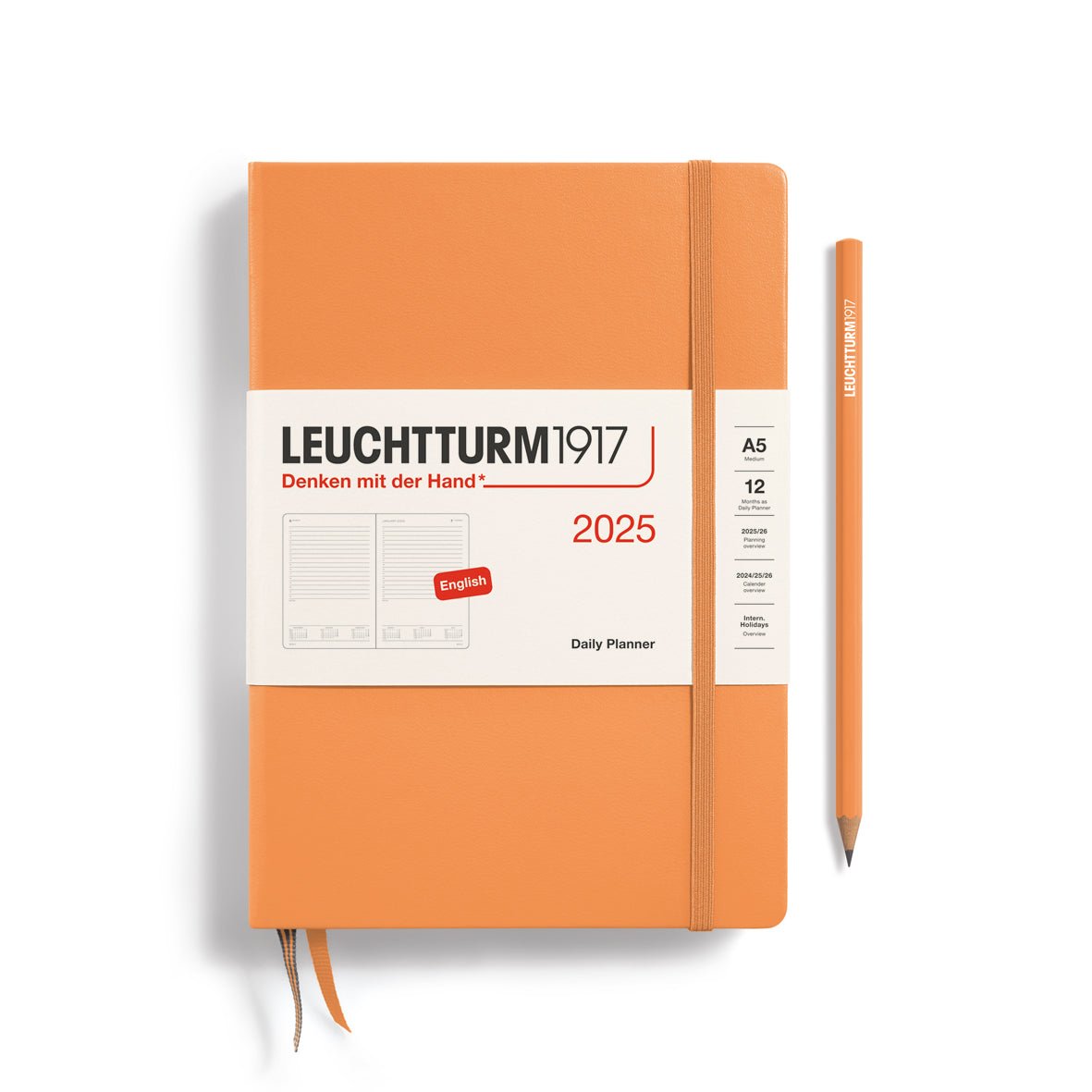 Agenda Journalier 2025 LEUCHTTURM1917, Anglais - 1 jour par page - A5 - Apricot - 4004117651434