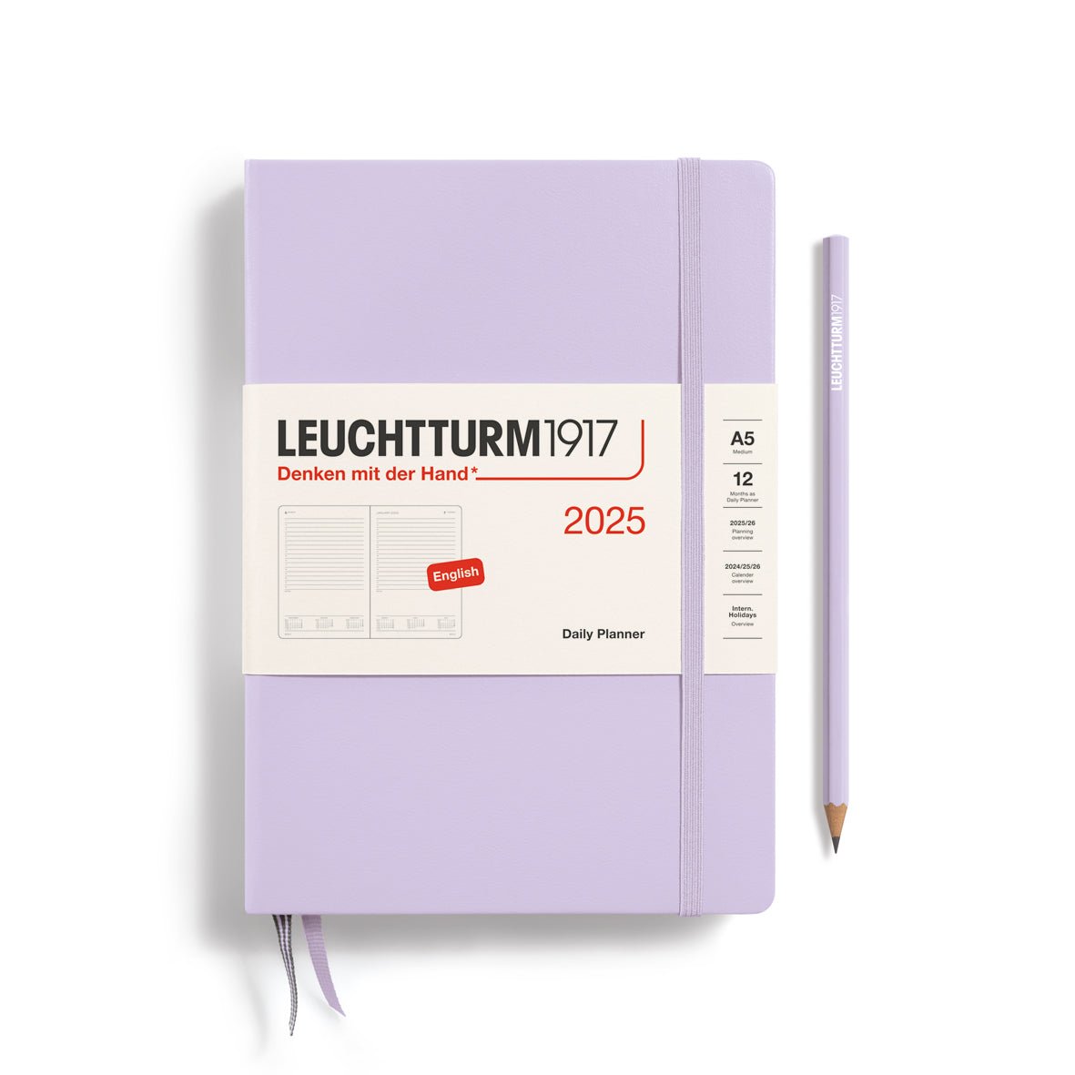 Agenda Journalier 2025 LEUCHTTURM1917, Anglais - 1 jour par page - A5 - Lilac - 4004117651410
