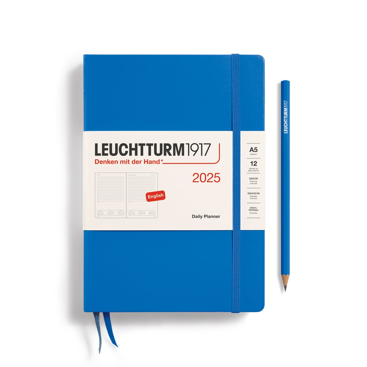 Agenda Journalier 2025 LEUCHTTURM1917, Anglais - 1 jour par page - A5 - Sky - 4004117651458
