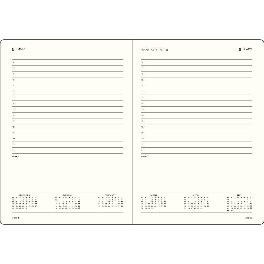 Agenda Journalier 2027 LEUCHTTURM1917, Anglais - A5 - Hardcover - Black - 4070292003108