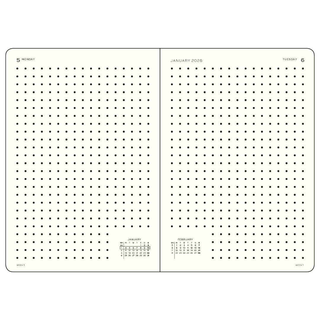 Agenda Journalier Pointillé 2027 LEUCHTTURM1917, Anglais - A5 - Hardcover - Black
