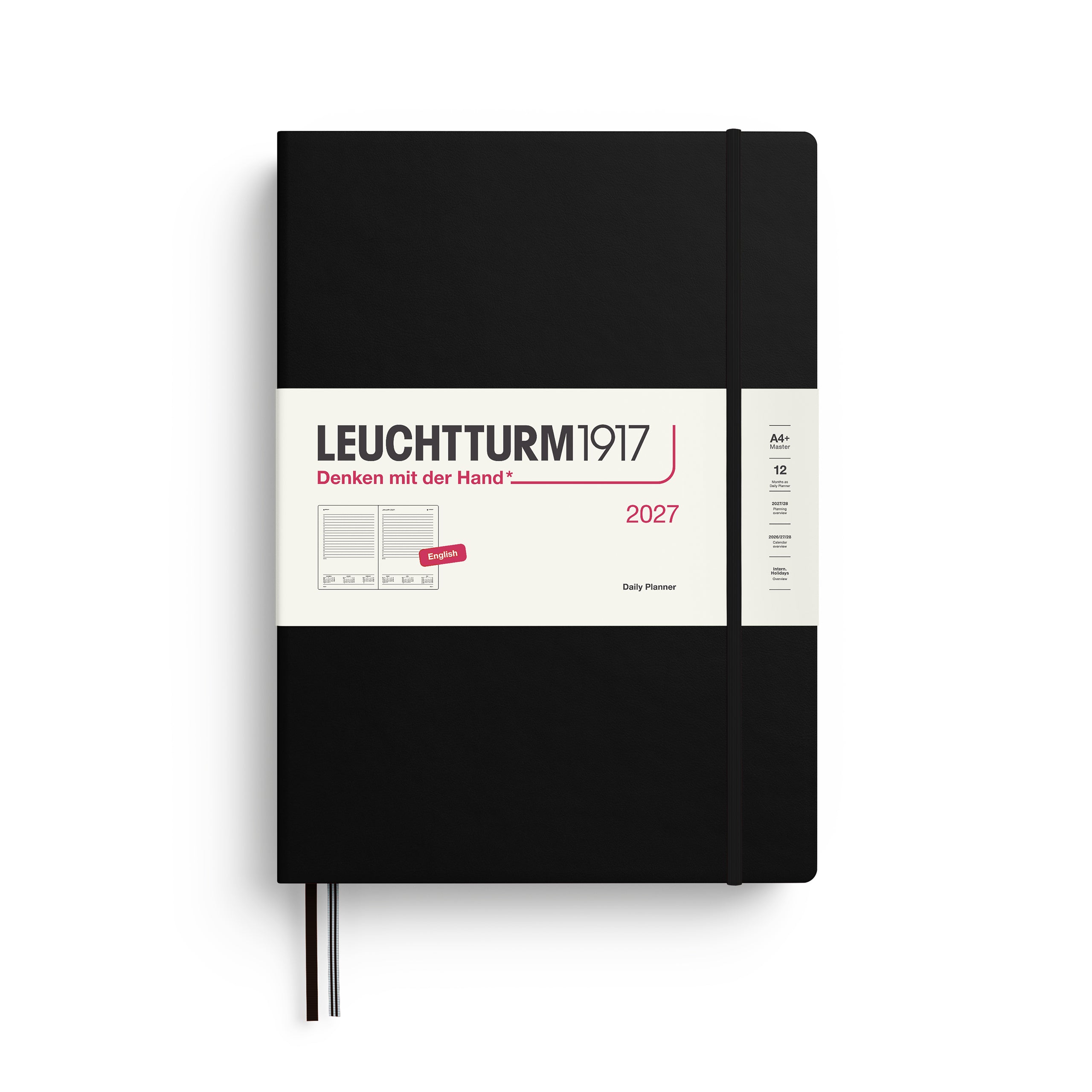 Agenda Journalier 2027 LEUCHTTURM1917, Anglais - A4+ - Hardcover - Black